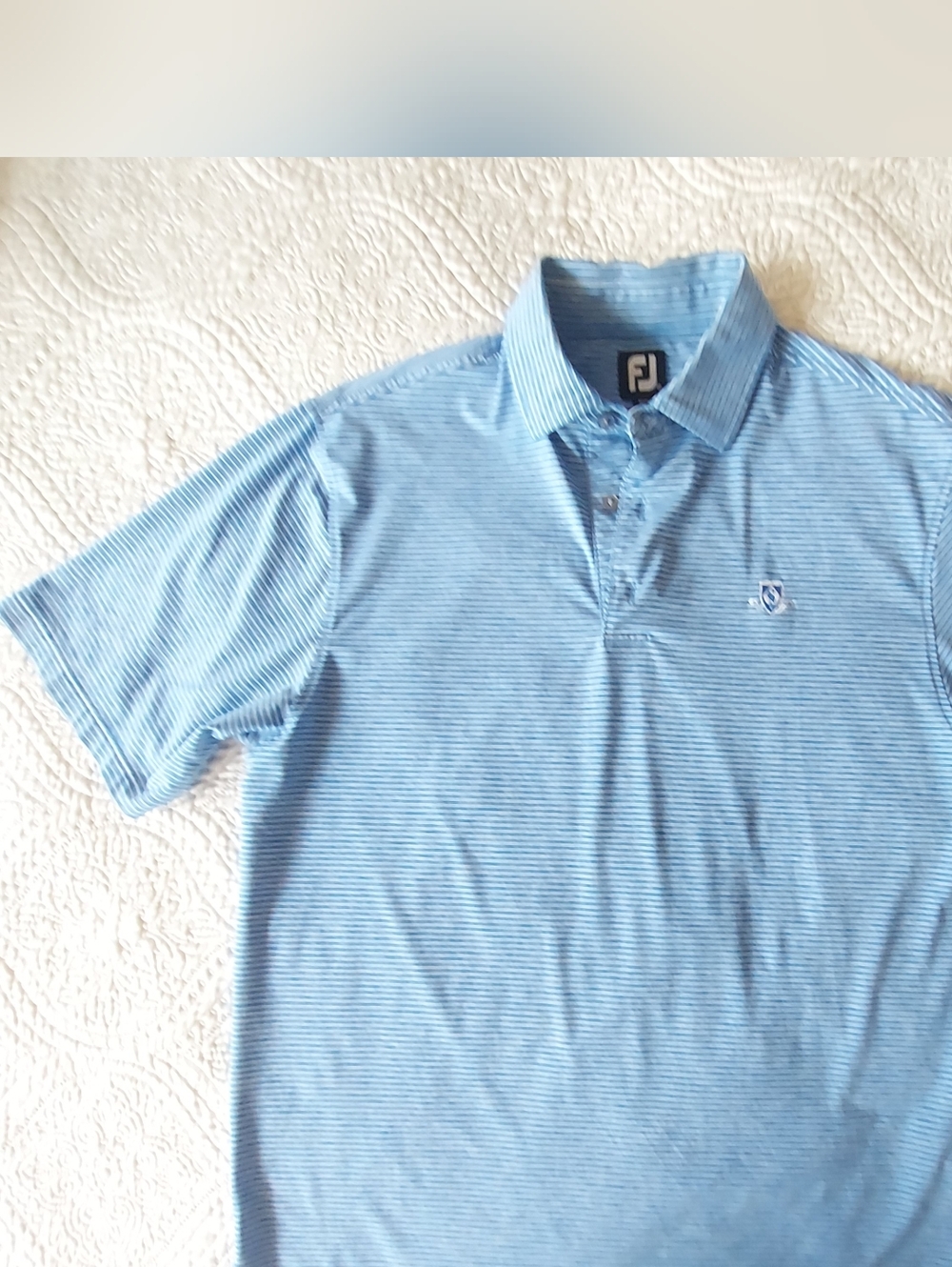 FootJoy Men’s Light Blue Striped Polo Shirt Size M